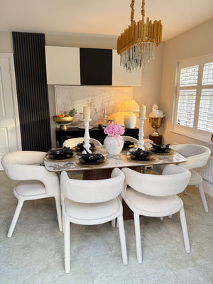 Eton Brown Dining Table & Cole Fabric Dining Chair Set