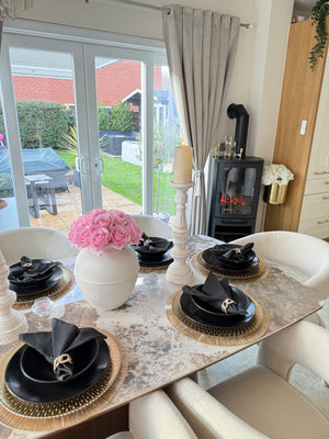 Eton Brown Dining Table & Cole Fabric Dining Chair Set