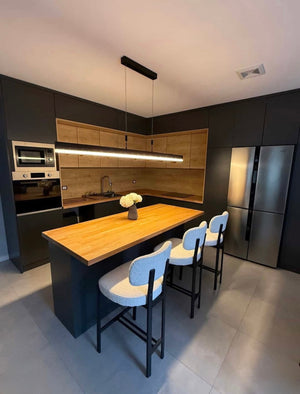 Maya Black Bouclé Barstool