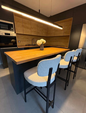 Maya Black Bouclé Barstool