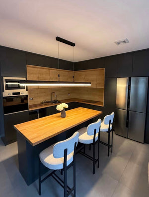 Maya Black Bouclé Barstool