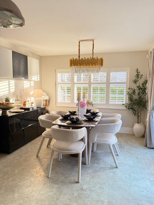 Eton Brown Dining Table & Cole Fabric Dining Chair Set