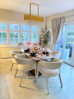 Eton Brown Dining Table & Cole Fabric Dining Chair Set