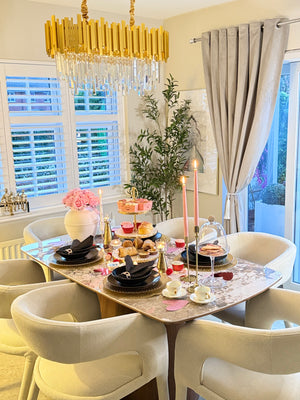 Eton Brown Dining Table & Cole Fabric Dining Chair Set