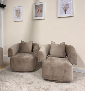 Albetta Mink Velvet Swivel Armchair