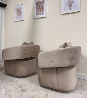 Albetta Mink Velvet Swivel Armchair