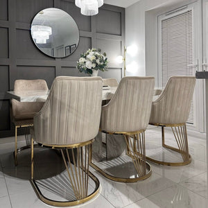 Lanvin Cream & Gold Velvet Dining Chair
