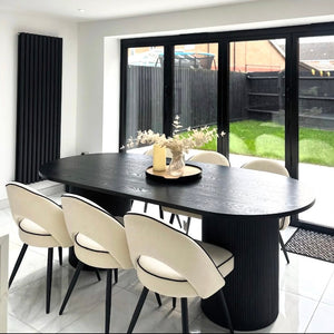 Luna Black Oval Dining Table & Mason Velvet Chair Set (pre-order)
