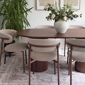 Luna Walnut Oval Dining Table & Soho Walnut Chair Set