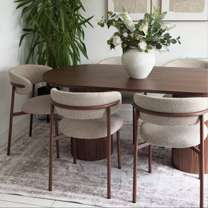 Luna Walnut Oval Dining Table & Soho Walnut Chair Set