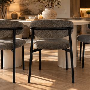 Cloud White Micro Cement Oval Dining Table & Soho Black Dining Chair Set