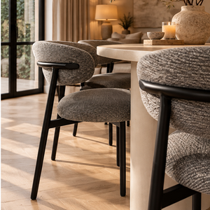 Cloud White Micro Cement Oval Dining Table & Soho Black Dining Chair Set