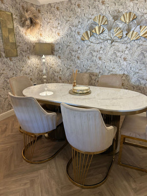 Luca Marble 180cm Table & Lanvin Chair Set