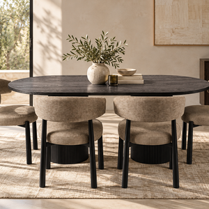 Luna Black Oval Dining Table & Aria Black Dining Chair Set
