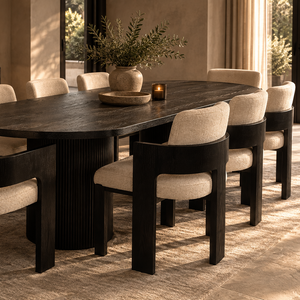 Luna Black Oval Dining Table & Harper Black Dining Chair Set