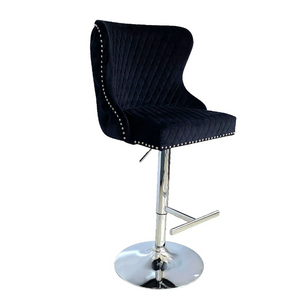 Lucia Lion Knocker Barstool Black Velvet