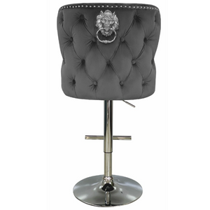 Lucia Lion Knocker Barstool Grey Velvet