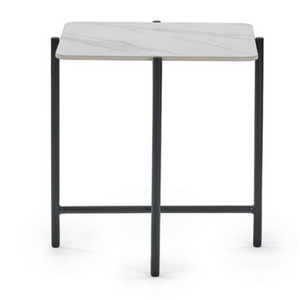 SIERRAA WHITE MARBLED SINTERED STONE SQUARE LAMP TABLE
