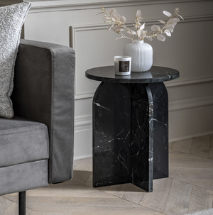 CAPRI 100% MARBLE BLACK SIDE TABLE