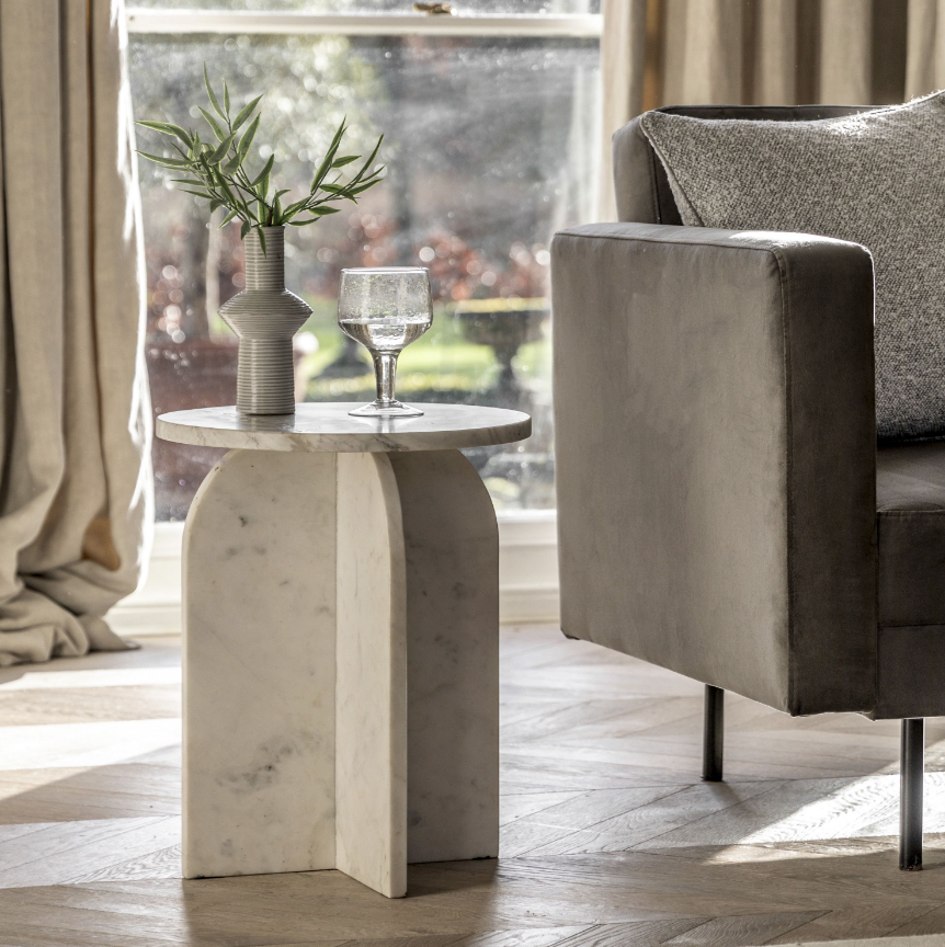 CAPRI 100% MARBLE WHITE SIDE TABLE – Lush Interiors