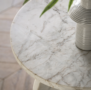 CAPRI 100% MARBLE WHITE SIDE TABLE