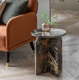 CAPRI 100% MARBLE EMBER SIDE TABLE