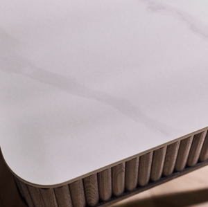 Louise Black Fluted Stone Lamp Table with Drawers