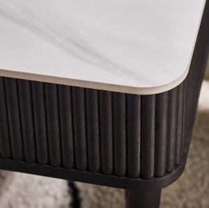 Louise Black Fluted Stone Top Coffee Table with Drawers