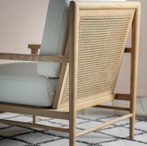 Desi Solid Oak Cream Armchair