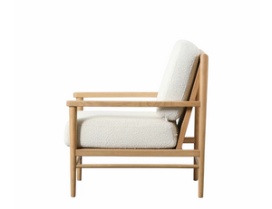Desi Solid Oak Cream Armchair