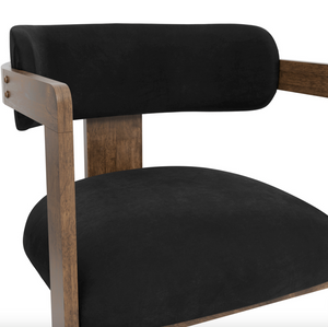 Noa Black Velvet Walnut Dining Chair