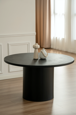 Cloud Black Micro Cement Round Dining Table