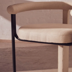 Ember Texture Fabric Black Iron Frame Dining Chair