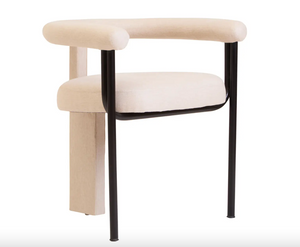 Ember Texture Fabric Black Iron Frame Dining Chair