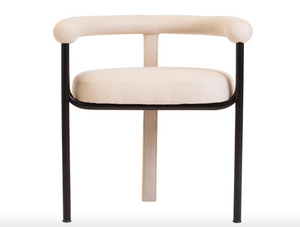 Ember Texture Fabric Black Iron Frame Dining Chair