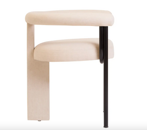 Ember Texture Fabric Black Iron Frame Dining Chair