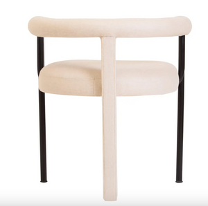 Ember Texture Fabric Black Iron Frame Dining Chair