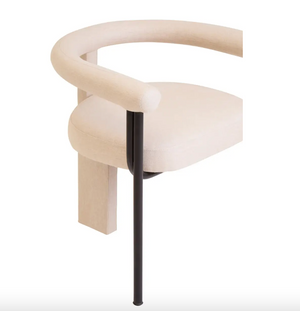 Ember Texture Fabric Black Iron Frame Dining Chair