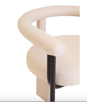 Ember Texture Fabric Black Iron Frame Dining Chair