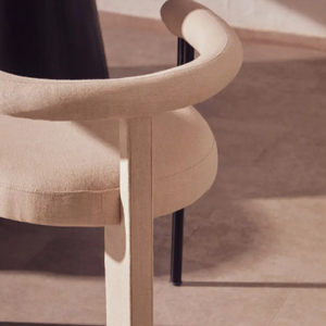 Ember Texture Fabric Black Iron Frame Dining Chair