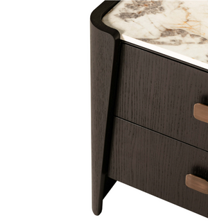 Royce 2 Drawer Bedside Table Ebony