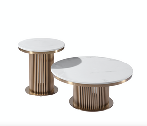 Pre-Order: Luca White & Gold Marble Coffee Table