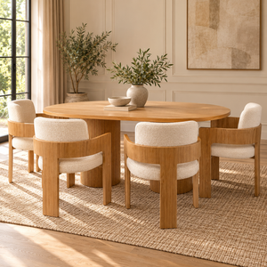 Luna Oak Oval Dining Table & Harper Oak Dining Chair Set