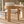 Cream upholstered dining chair with oak frame and armrests, straight legs