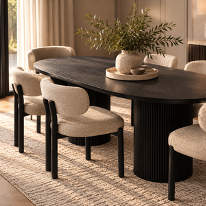 Luna Black Oval Dining Table & Aria Black Dining Chair Set