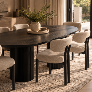 Luna Black Oval Dining Table & Aria Black Dining Chair Set