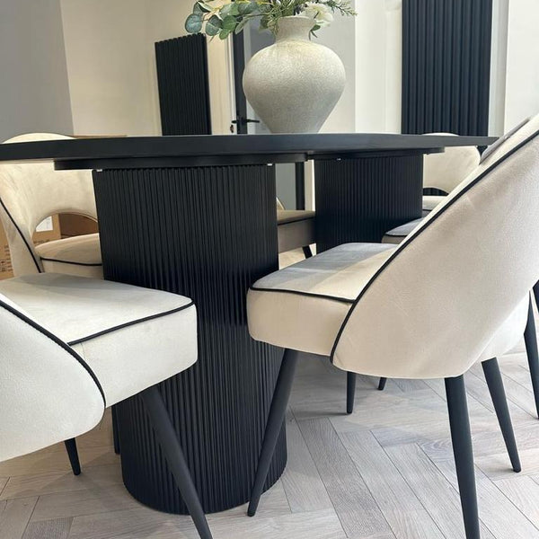 Luna Black Oval Dining Table – Lush Interiors