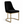 Black upholstered chair with gold metal legs on a white background