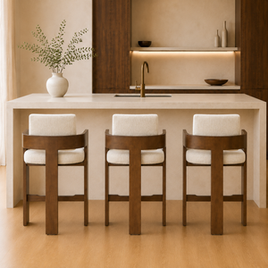 Harper Cream & Walnut Wood Barstool