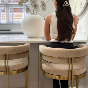 Sandro Velvet Barstool Cream & Gold